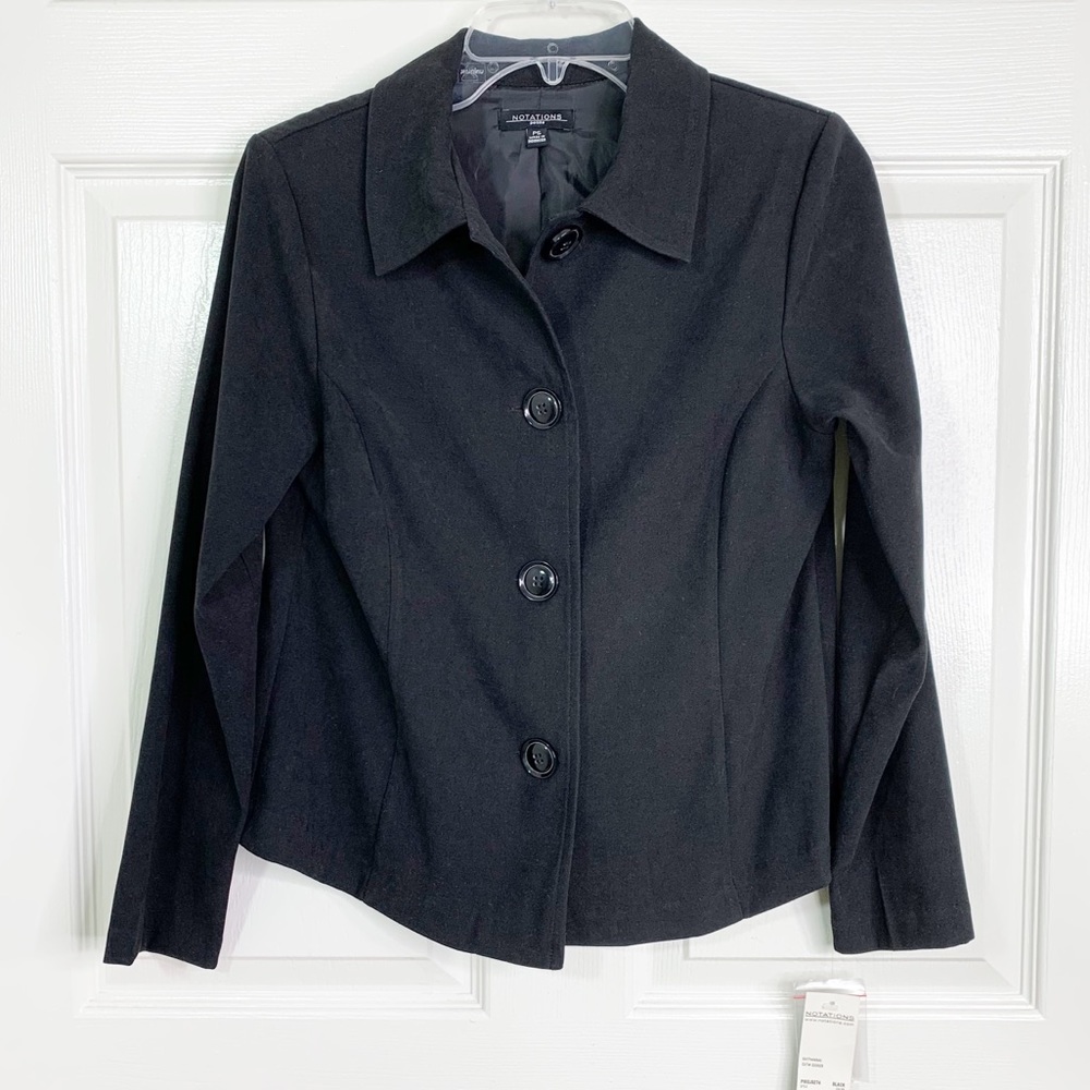 Notations Black 4-Button Faux Suede Blazer/ Jacket